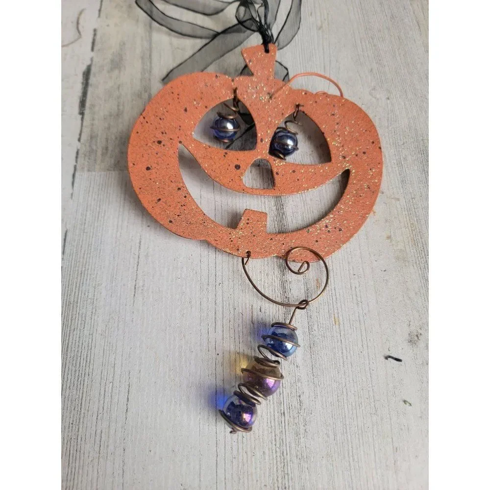 Unique Jack Lantern glitter hanging‎ ornament Xmas Halloween prop decor